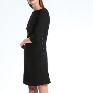 NWT BANANA REPUBLIC BOATNECK 3/4 SLEEVE SHIFT DRESS - SIDE PANEL BUTTON DETAIL